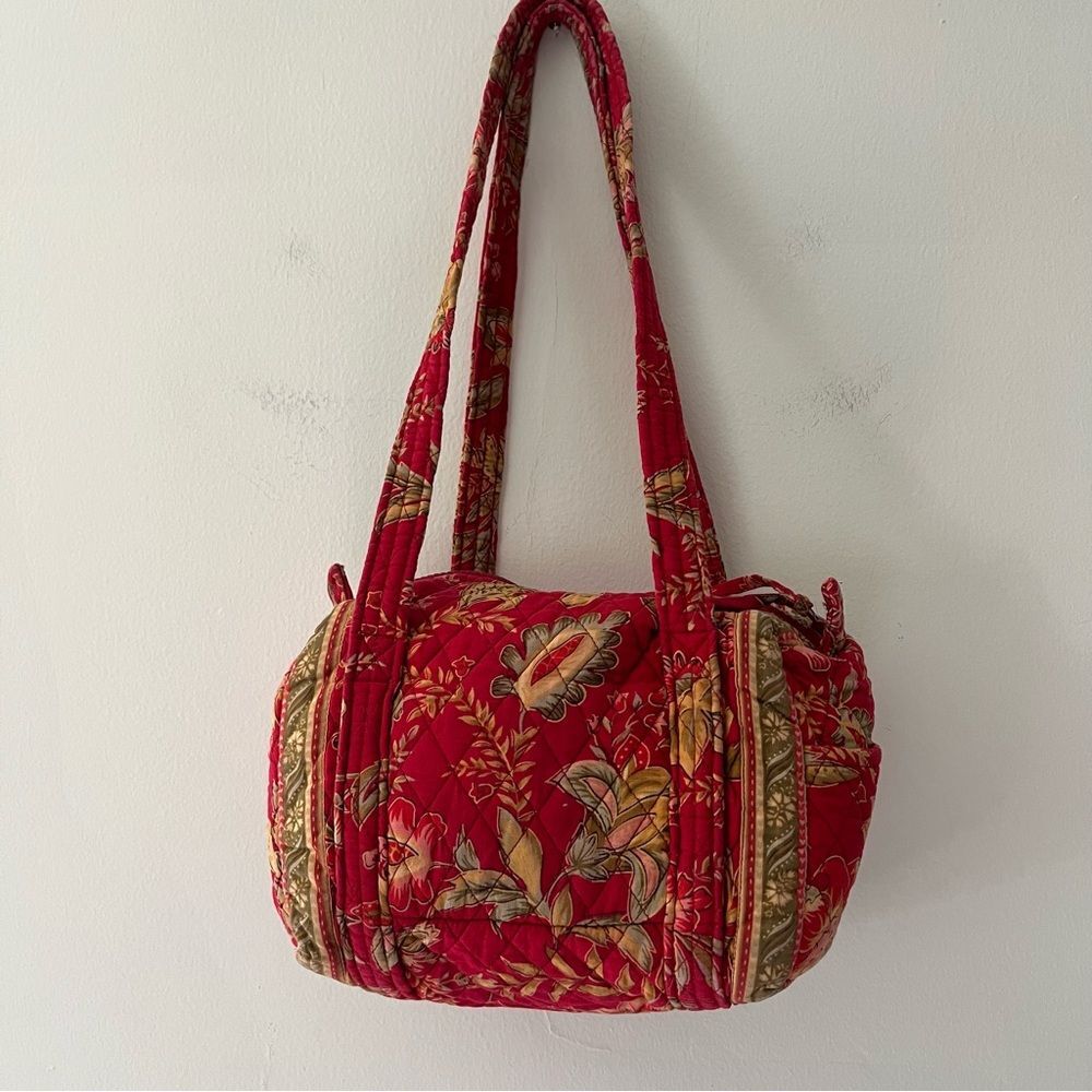 Quilted Shoulder Bag Mini Floral Raspberry Red Cottage Y2K - Picture 3 of 11